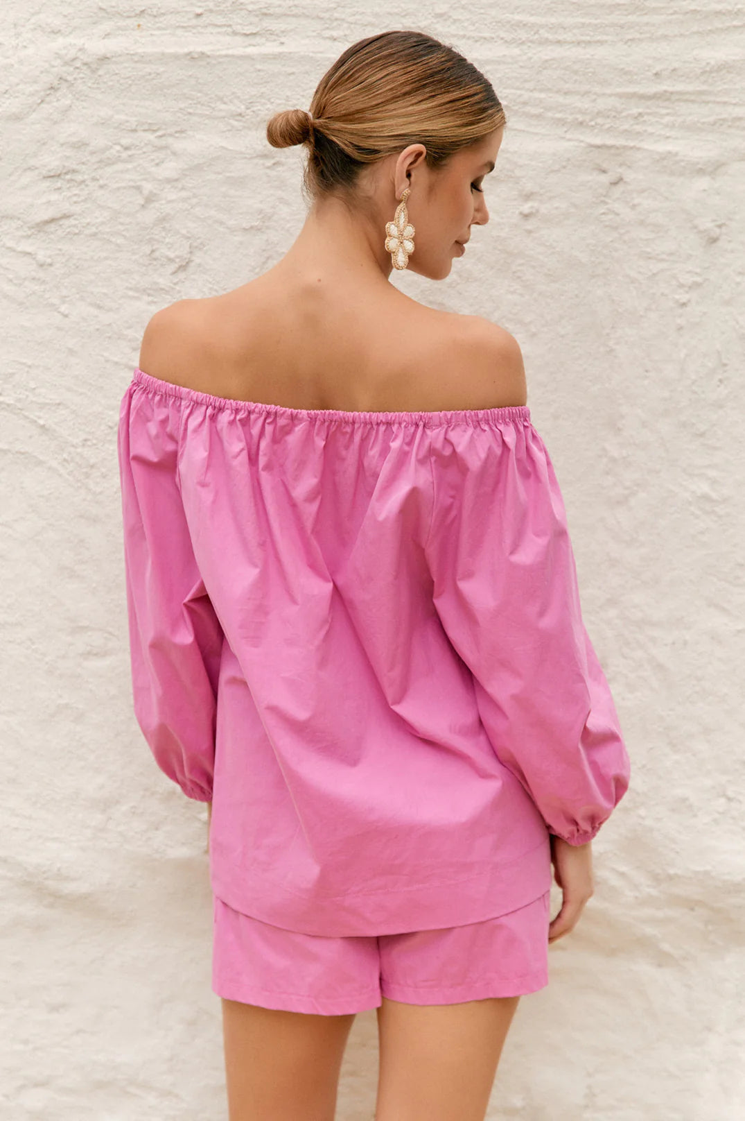 Kelsey Poplin Off Shoulder Top (PINK) - Size 16