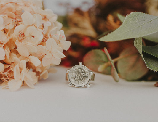 Three Pence Coin Ring with Silver