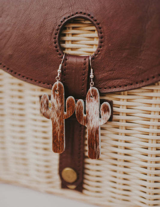 Cactus Cowhide Earrings