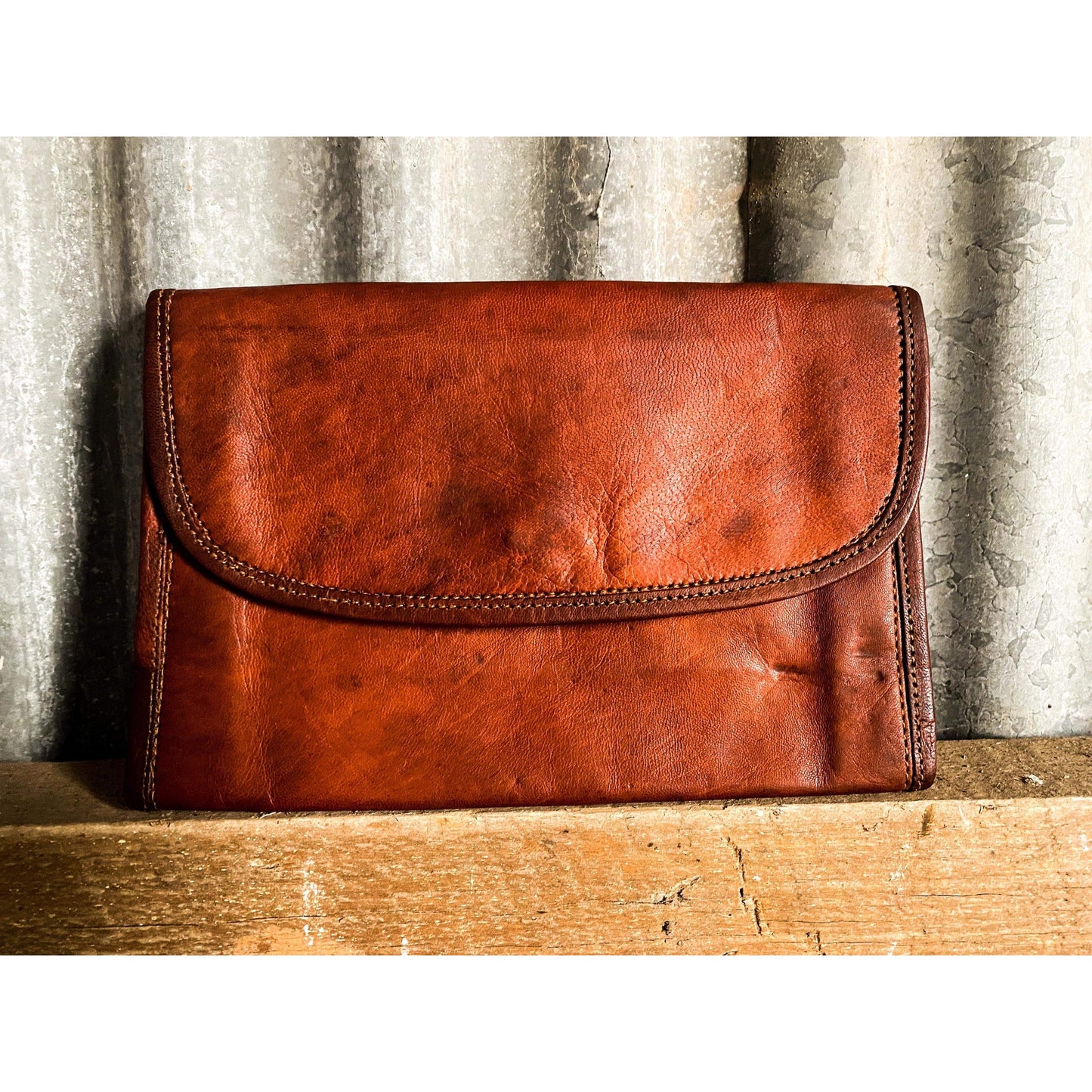 Large leather wallet with zipper