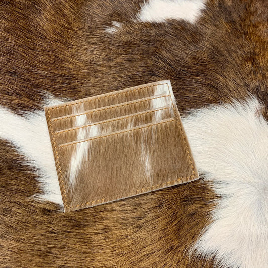 CARD HOLDER COWHIDE ASSORTED TONES BROWNS