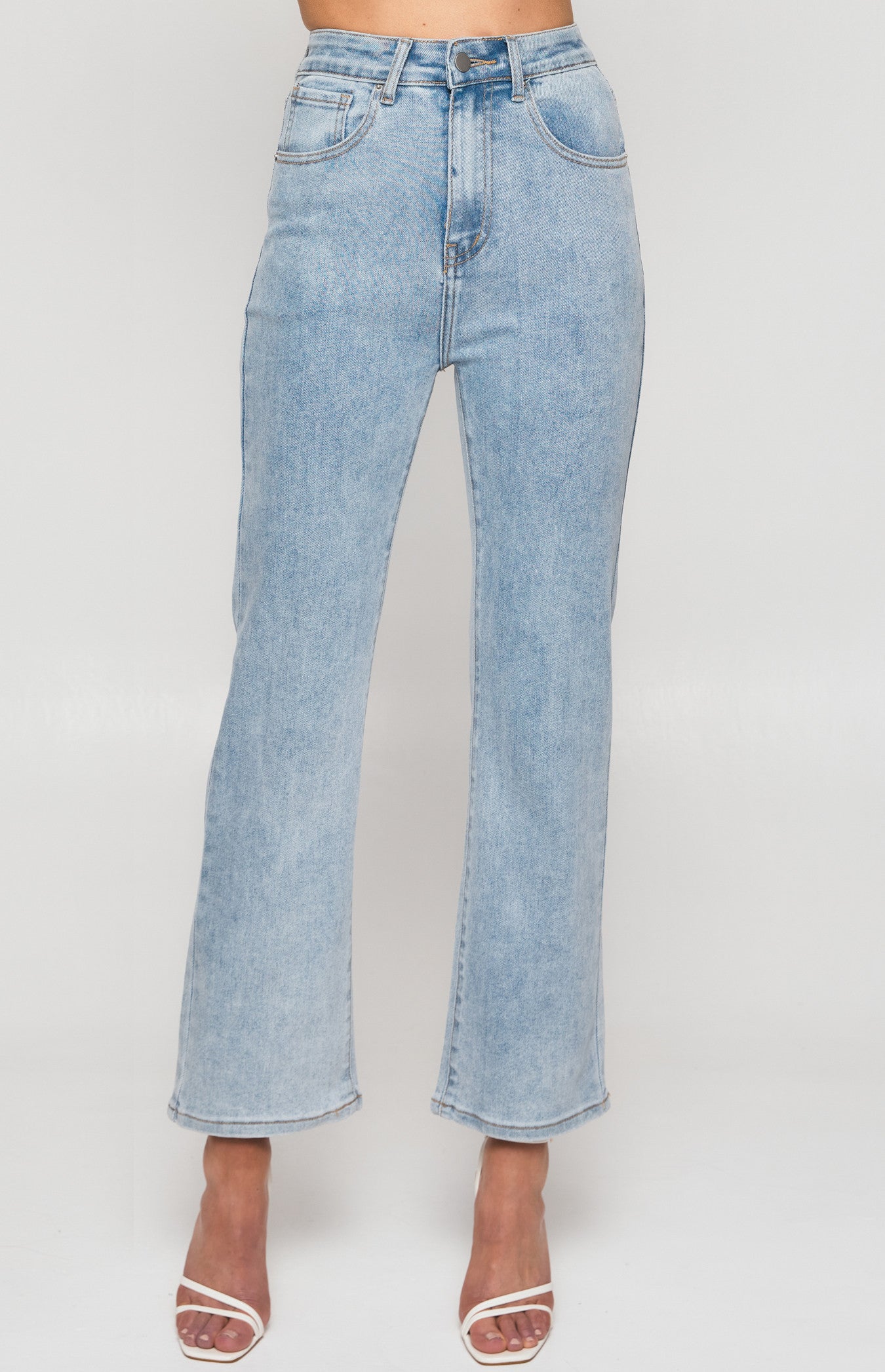 High Waisted Stretch Flare Jeans